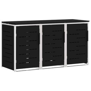 vidaXL Containerombouw for 3 Bins 240L Roestvrij staal Zwart