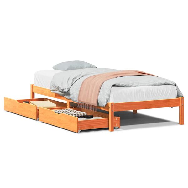 vidaXL Bedframe zonder matras massief grenenhout wasbruin 90x200 cm