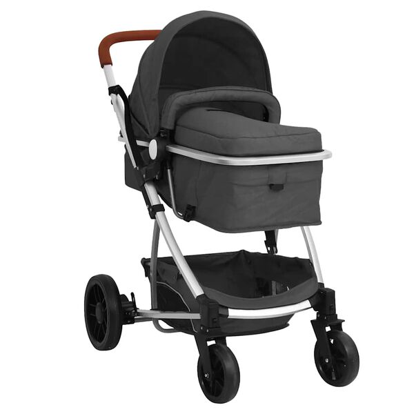 vidaXL Kinderwagen 2-in-1 aluminium donkergrijs