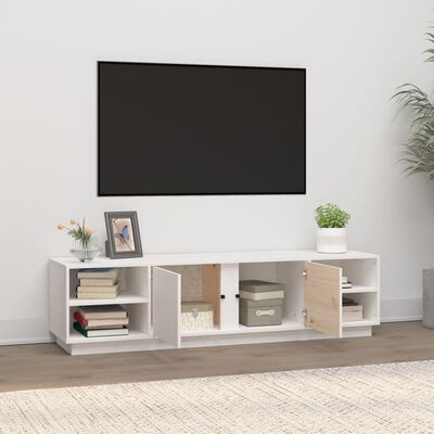 vidaXL Tv-meubel 156x40x40 cm massief grenenhout wit