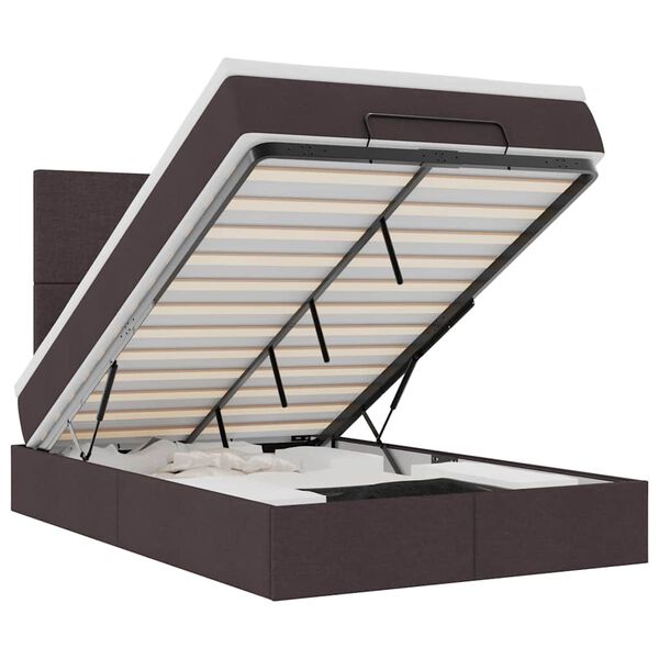 vidaXL Ottoman bed met matras 120x190 cm stof donkerbruin