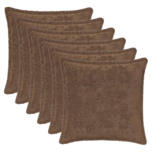 vidaXL Kussensloop 6 st HOUTEN Licht Bruin 30 x 30 cm Nep Konijnenbont
