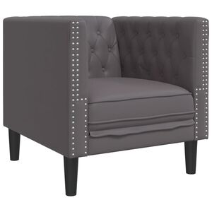 vidaXL Fauteuil Chesterfield-stijl kunstleer grijs
