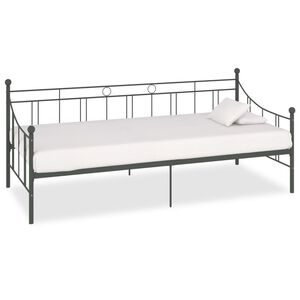 vidaXL Slaapbank metaal grijs 90x200 cm