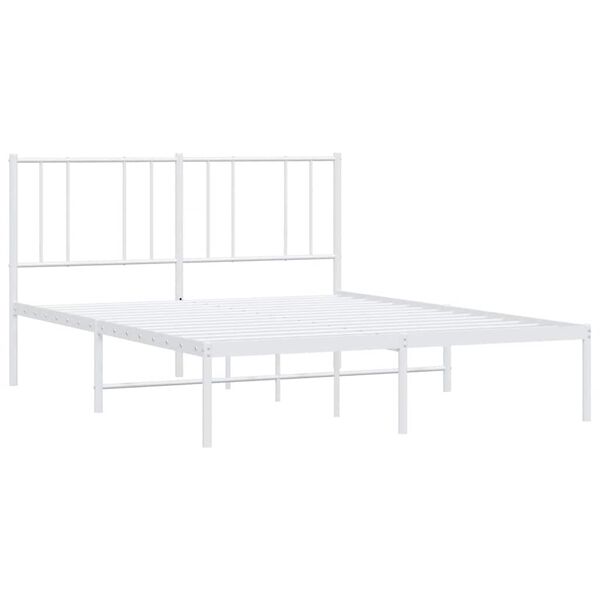 vidaXL Bedframe met hoofdbord metaal wit 150x200 cm