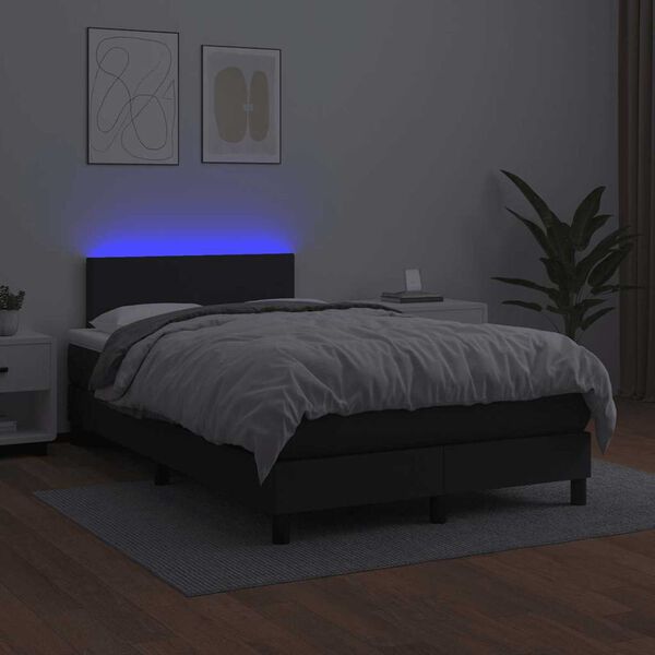 vidaXL Boxspring met matras en LED kunstleer zwart 120x190 cm