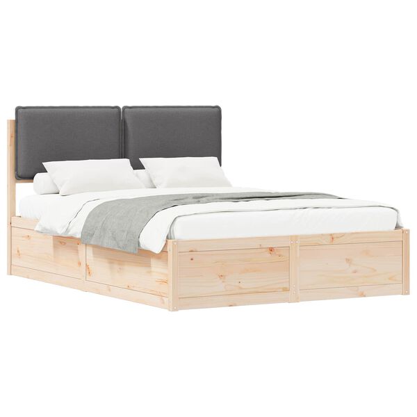 vidaXL Bedframe met Gevoerd Hoofdgedeelte Donkergrijs 140 x 190 cm