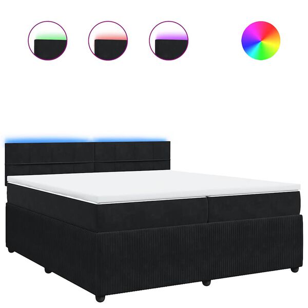 vidaXL Boxspring met matras fluweel zwart 200x200 cm