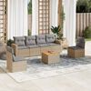 vidaXL 7-delige Loungeset met kussens poly rattan gemengd beige