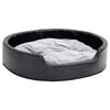 vidaXL Hondenmand 79x70x19 cm pluche en kunstleer zwart en grijs