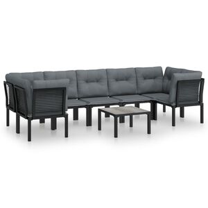 vidaXL 8-delige Loungeset poly rattan zwart en grijs