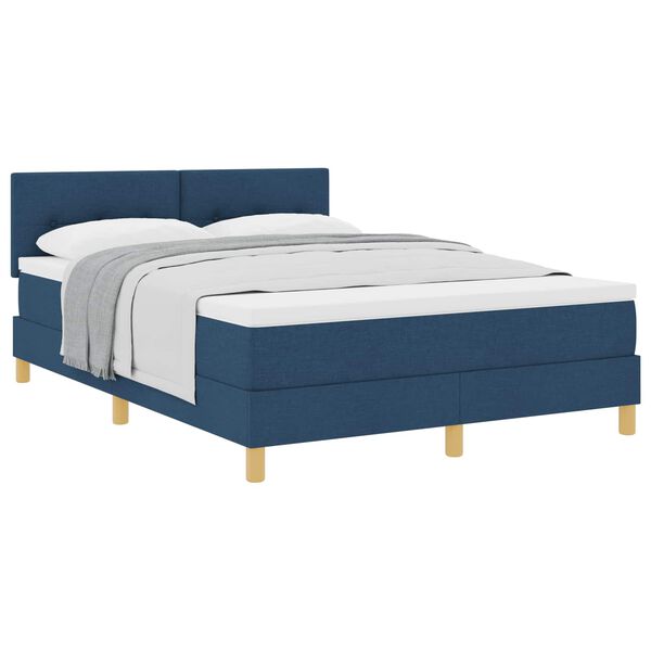 vidaXL Boxspringbed met matras met hoofdeinde Blauw 160 x 200 cm Stof