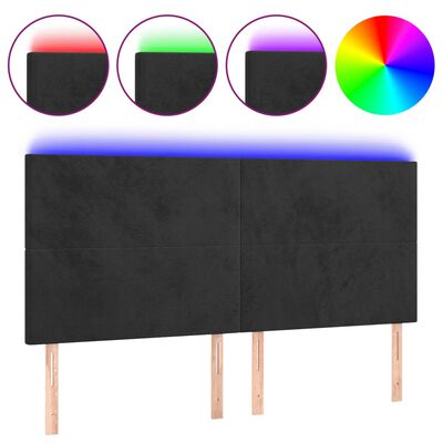 vidaXL Hoofdbord LED 200x5x118/128 cm fluweel zwart