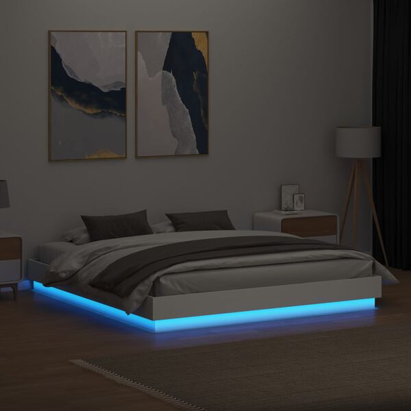 vidaXL Bedframe met LED-verlichting wit 200x200 cm