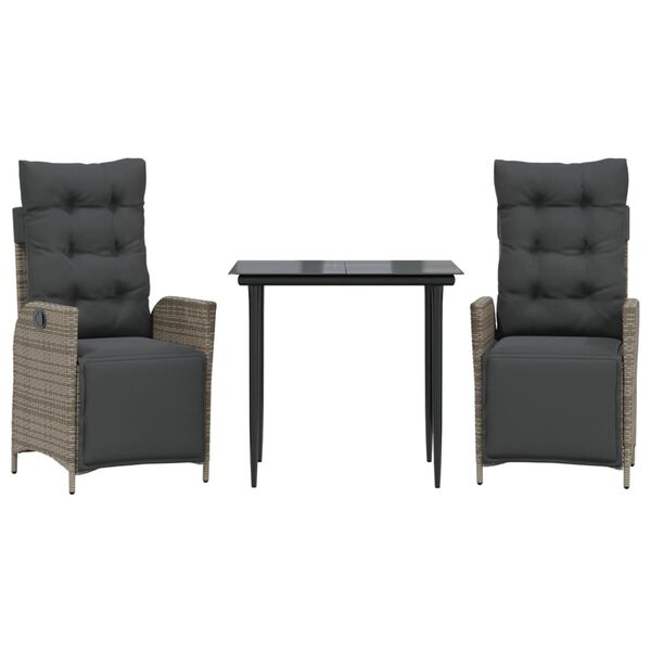 vidaXL 5-delige Tuinset met kussens poly rattan grijs