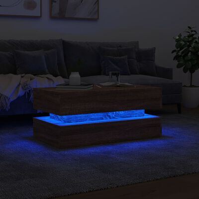 vidaXL Salontafel met LED-verlichting 90x50x40 cm bruin eikenkleur