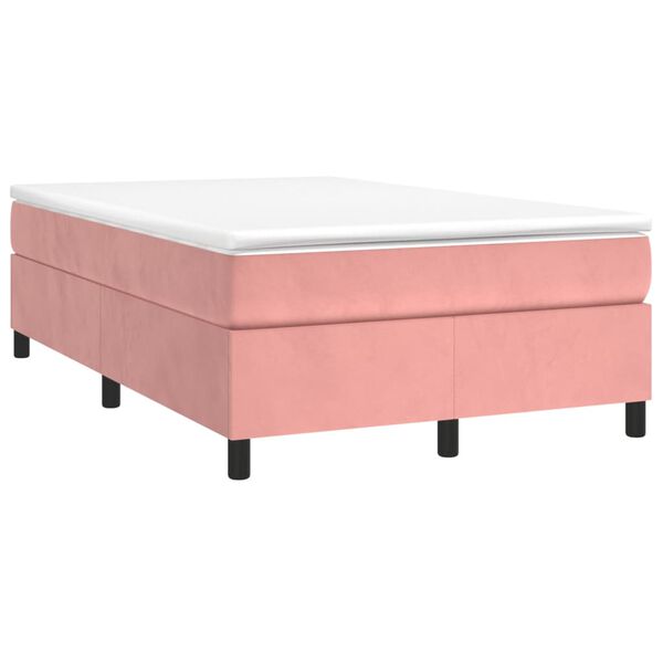 vidaXL Boxspring met matras fluweel roze 120x190 cm
