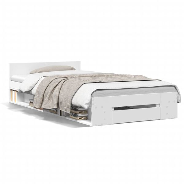 vidaXL Bedframe met lade bewerkt hout wit 100x200 cm