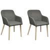 vidaXL Eetkamerstoelen 2 st stof en massief eikenhout lichtgrijs