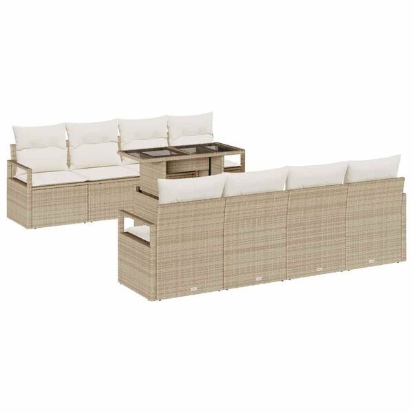 vidaXL Tuin Sofa Set met kussen 7 pcs Beige en Cr&egrave;me poly rattan