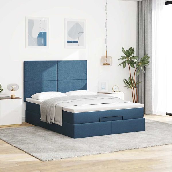 vidaXL Ottoman bed met matras 140x190cm stof blauw