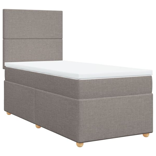 vidaXL Boxspring met matras stof taupe 100x200 cm