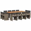 vidaXL 13-delige Tuinset met kussens poly rattan grijs