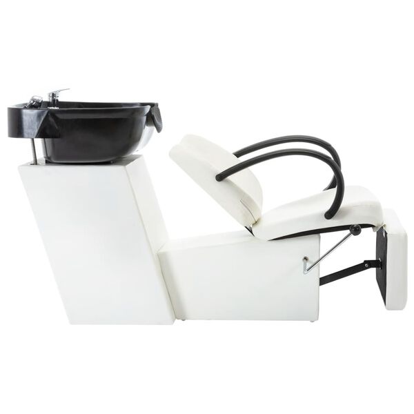 vidaXL Wasstoel met waskom kunstleer zwart en wit