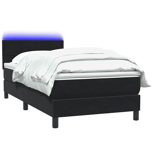 vidaXL Boxspring met matras en LED fluweel zwart 90x210 cm