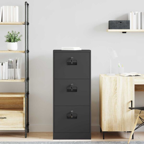 vidaXL Bestandenkast Zwart 45,5 x 42 x 106,5 cm Koudgewalst Staal
