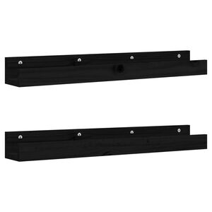 vidaXL Wandschappen 2 st 80x12x9 cm massief grenenhout zwart