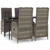 vidaXL 5-delige Tuinset met kussens poly rattan zwart en grijs