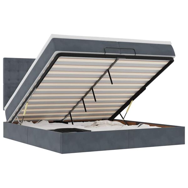 vidaXL Ottoman bed met matrassen 200x200cm fluweel donkergrijs