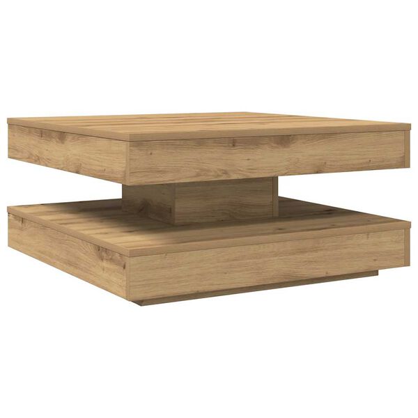 vidaXL Salontafel 360 graden draaibaar 70x70x34,5 cm artisanaal eiken