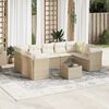 vidaXL 10-delige Loungeset met kussens poly rattan beige