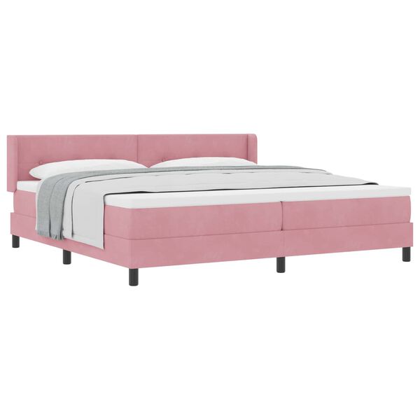 vidaXL Boxspringbed met matras Roze 200 x 200 cm Fluweel