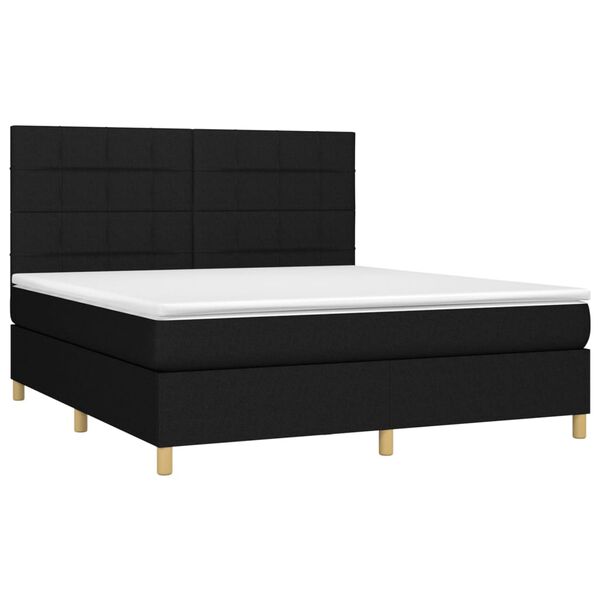 vidaXL Boxspring met matras en LED stof zwart 180x200 cm