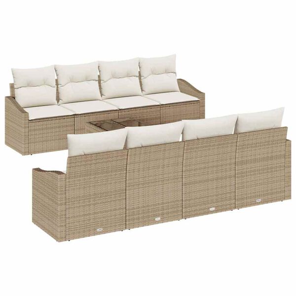 vidaXL Bankstel met kussen met opslag 7 pcs Beige en Crème poly rattan