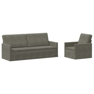 vidaXL Bankstel 2 pcs Lichtgrijs Katoen Stof
