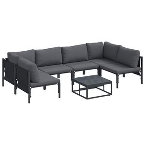 vidaXL Tuinbankenset 7 st Zwart Staal