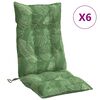 vidaXL Stoelkussens 6 st hoge rug bladpatroon oxford stof