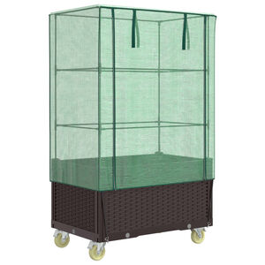 vidaXL Plantenbak verhoogd met hoes en wielen 80x50x182 cm rattanlook
