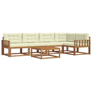 vidaXL Buiten bankenset met kussen 6 pcs Natuurlijk en Cr&egrave;me