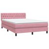 vidaXL Boxspring met matras en LED fluweel roze 160x210 cm
