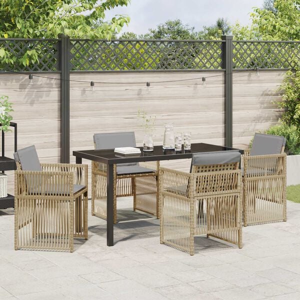vidaXL Tuin eettafelset 5 pcs Beige Gepoedercoat staal