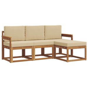 vidaXL Buiten bankenset met kussen 4 pcs Natuurlijk en Beige