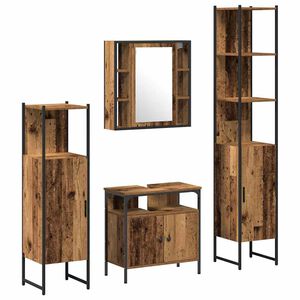vidaXL Badkamermeubelset met plank 4 pcs Oud Hout Bewerkt hout
