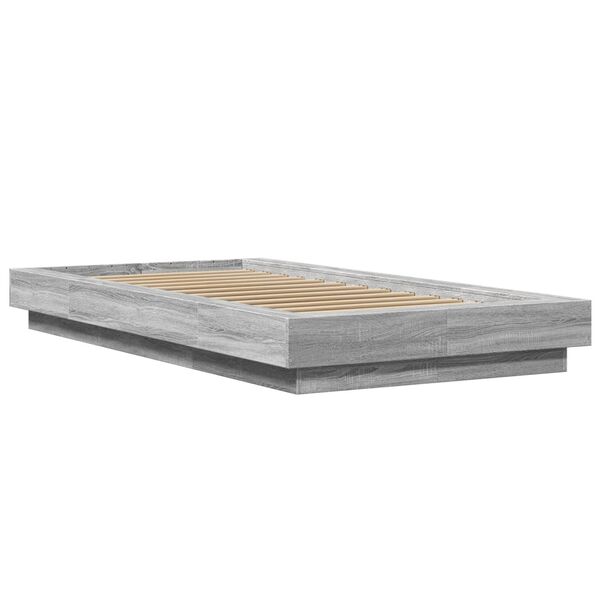 vidaXL Bedframe bewerkt hout grijs sonoma eikenkleurig 90x190 cm