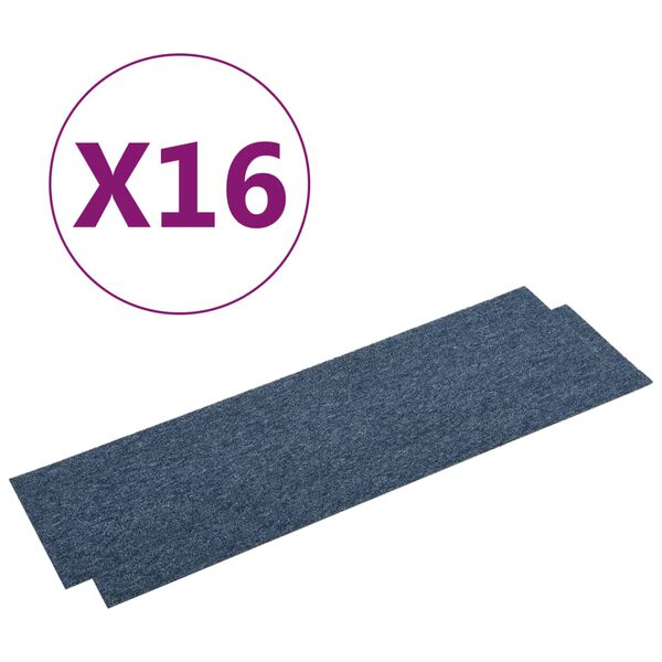 vidaXL Tapijttegels 16 st 4 m&sup2; 25x100 cm blauw