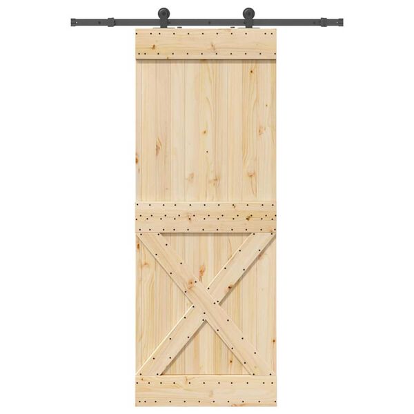 vidaXL Schuifdeur met beslag 85x210 cm massief grenenhout